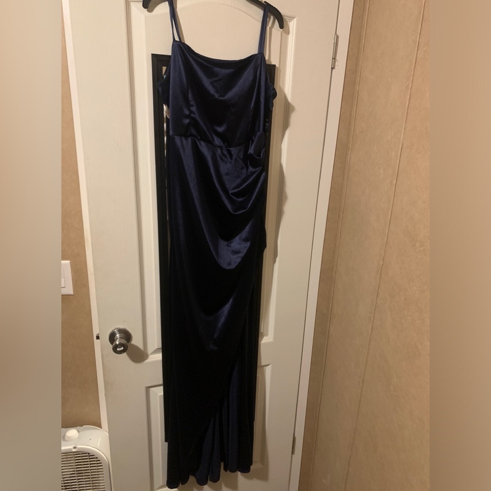 Blue prom dress with slit down the side